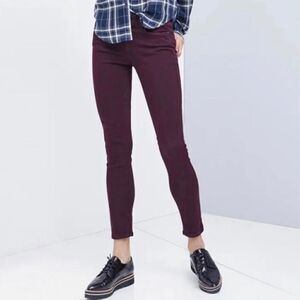 Revolve PAIGE Verdugo Ankle Vamp Red Purple Skinny Jeans